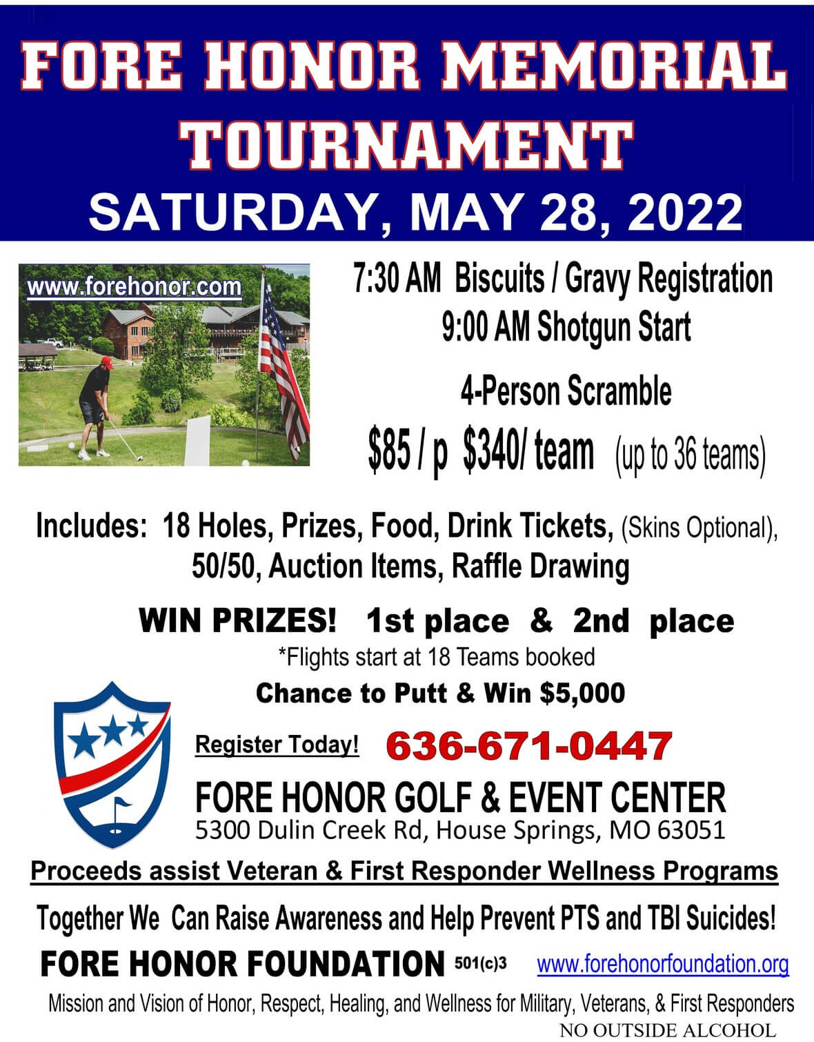 Golf Tournament on Sat Aug 7th 2021